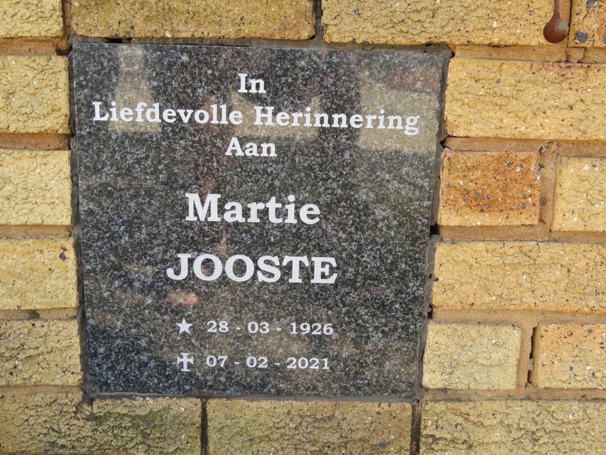 JOOSTE Martie 1926-2021