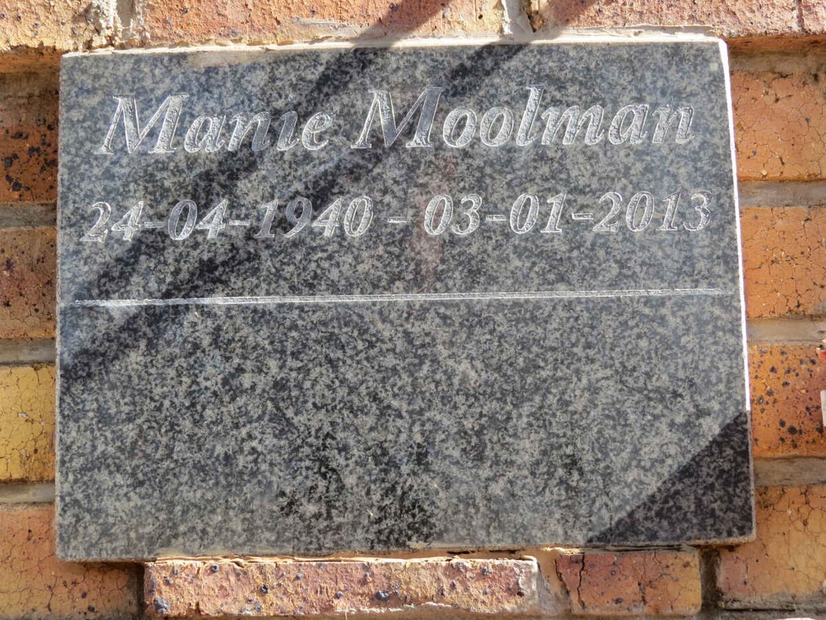 MOOLMAN Manie 1940-2013