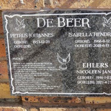 BEER Petrus Johannes, de 1953- &amp; Isabella Hendrika 1966-2018 :: EHLERS Nicoleen Jane 1946-2021