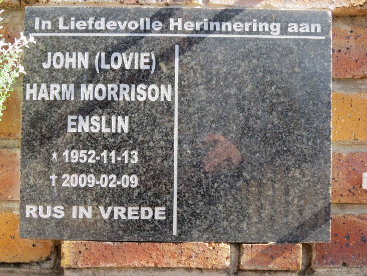 ENSLIN John Harm Morrison 1952-2009