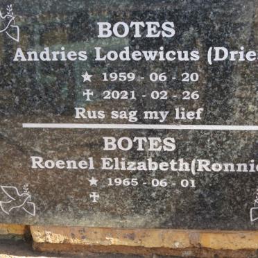 BOTES Andries Lodewicus 1959-2021 &amp; Roenel Elizabeth 1965-