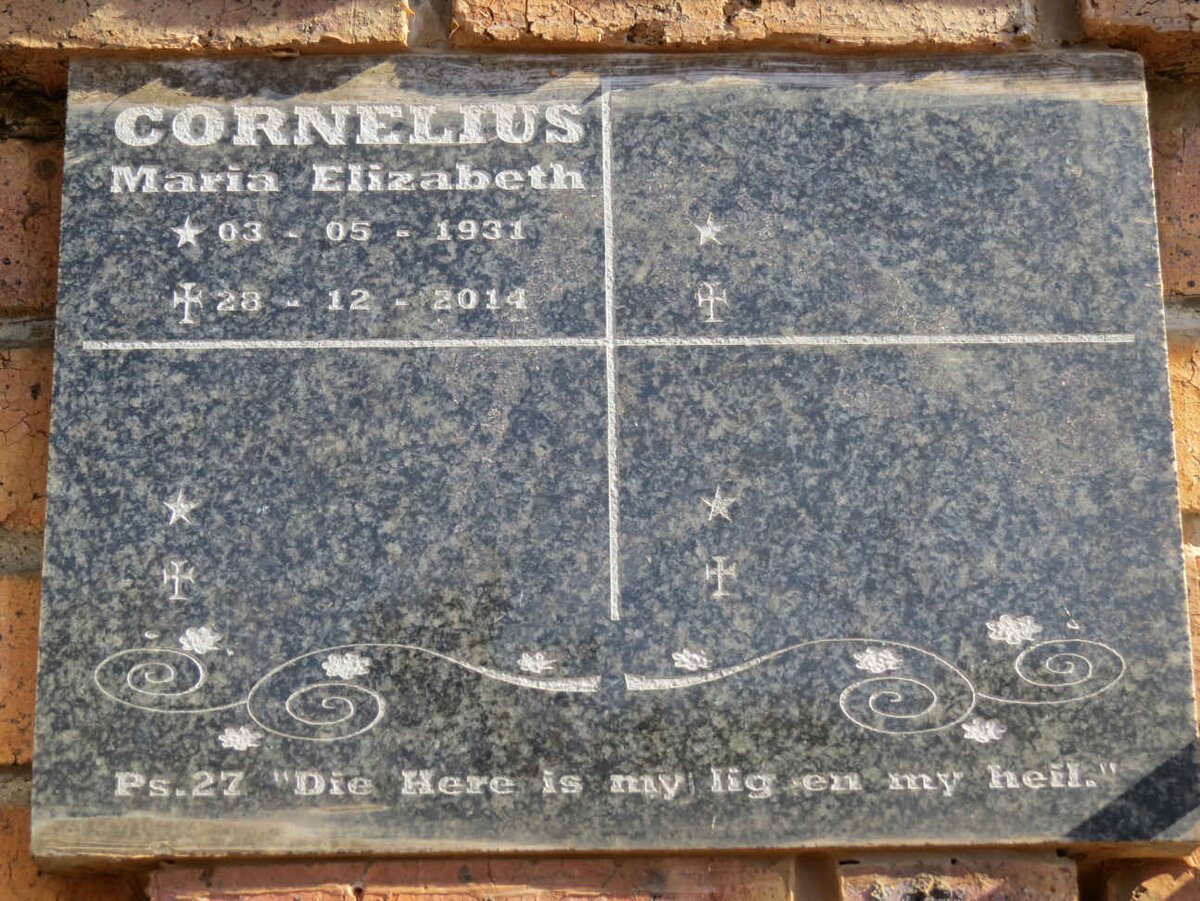 CORNELIUS Maria Elizabeth 1931-2014