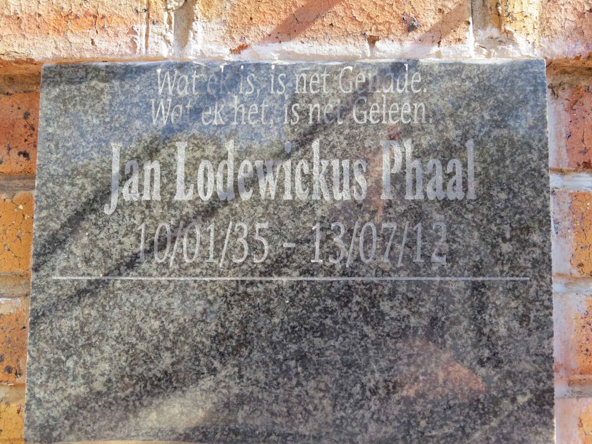 PHAAL Jan Lodewickus 1935-2012
