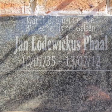PHAAL Jan Lodewickus 1935-2012