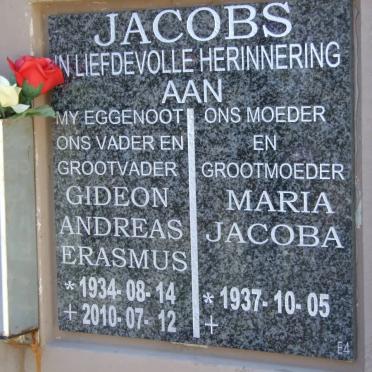 JACOBS Gideon Andreas Erasmus 1934-2010 &amp; Maria Jacoba 1937-