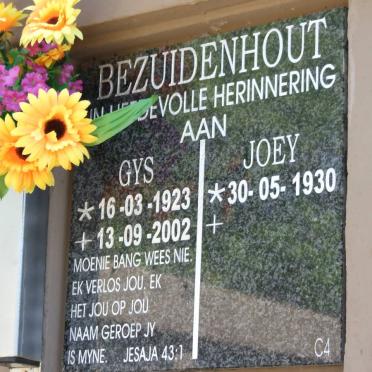 BEZUIDENHOUT Gys 1923-2002 &amp; Joey 1930-