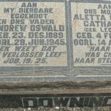 DOWNING Andrew Oswald 1889-1945 &amp; Aletta Gesina Catharina LEONARD 1884-1950