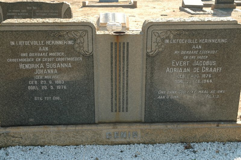 GENIS Evert Jacobus Adriaan, de 1876-1944 :: VAN STADEN Hendrika Susanna Johanna nee GENIS born MULDER 1883-1976