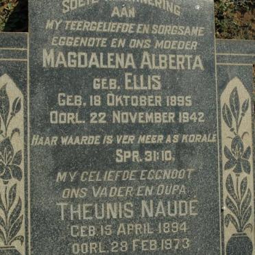 HATTINGH Theunis Naude 1894-1973 &amp; Magdalena Alberta ELLIS 1895-1942