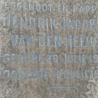 HEEVER Hendrik Jacobus, van den 1914-1945