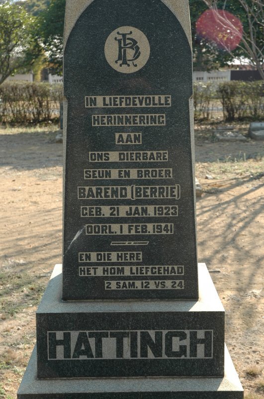 HATTINGH Barend 1923-1941