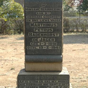 JAGER Marthinus Petrus Badenhorst, de 1891-1941