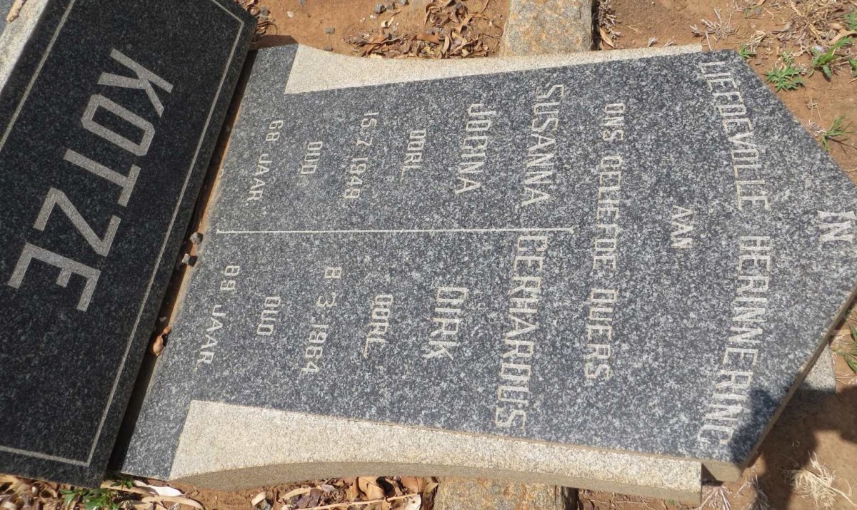 KOTZE Gerhardus Dirk  -1964 &amp; Susanna Jocina -1949