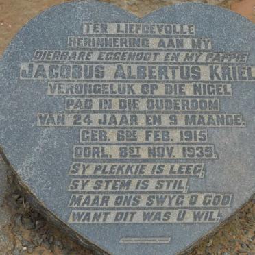 KRIEL Jacobus Albertus 1915-1939