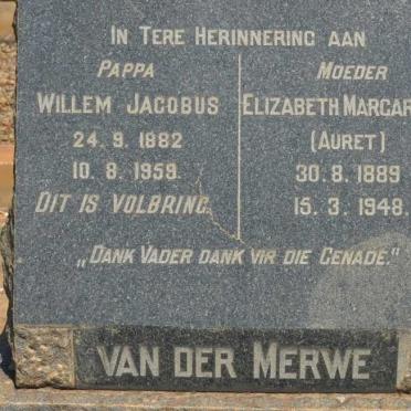 MERWE Willem Jacobus, van der 1882-1959 &amp; Elizabeth Margaretha AURET 1889-1948