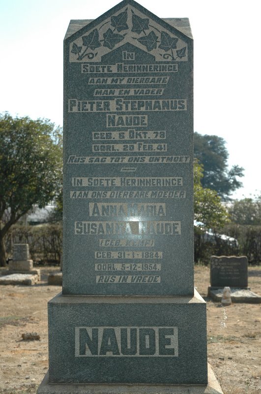 NAUDE Pieter Stephanus 1878-1941 &amp; Anna Maria Susanna KEMP 1884-1954