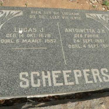 SCHEEPERS Lucas J. 1878-1957 &amp; Antionette J.H. FOURIE 1881-1945