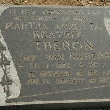 THERON Martha Annetta Beatrix nee VAN NIEKERK 1888-1983