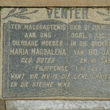VENTER Maria Magdalena nee BOTES 1864-1944 