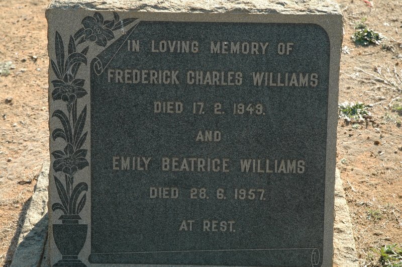 WILLIAMS Frederick Charles  -1949 &amp; Emily Beatrice  -1957