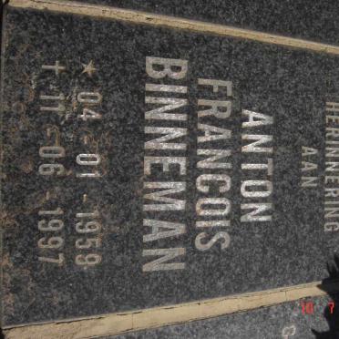 BINNEMAN Anton Francois 1959-1997