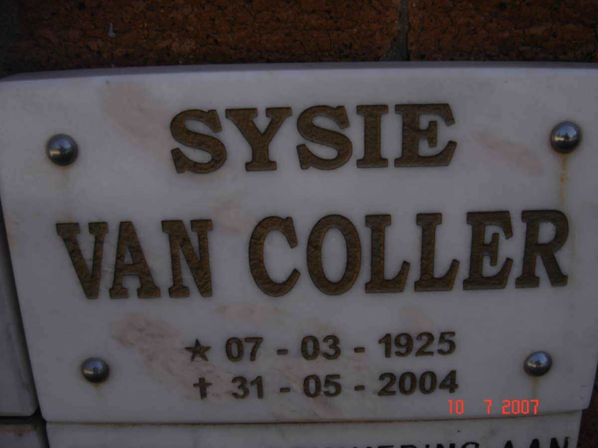 COLLER Sysie, van 1925-2004