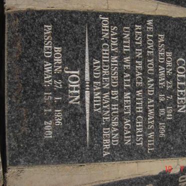 DIPPENAAR John 1936-2001 &amp; Colleen 1941-1996