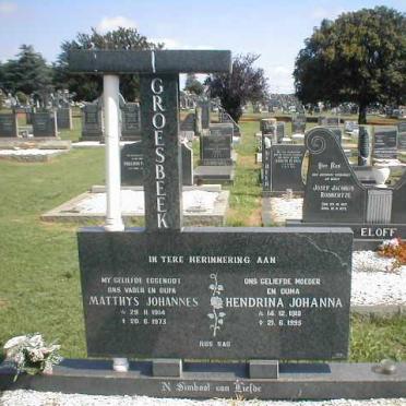 GROESBEEK Matthys Johannes 1914-1973 &amp; Hendrina Johanna 1918-1995