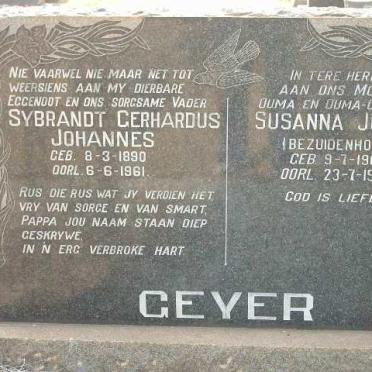 GEYER Sybrandt Gerhardus Johannes 1890-1961 &amp; Susanna Josina BEZUIDENHOUT 1903-1983