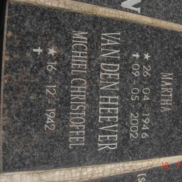 HEEVER Michiel Christoffel, van den 1942-  &amp; Martha 1946-2002