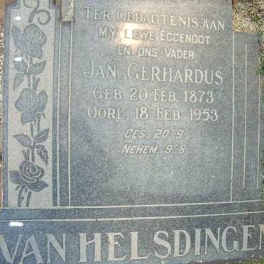 HELSDINGEN Jan Gerhardus, van 1873-1953