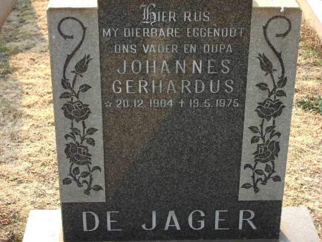 JAGER Johannes Gerhardus, de 1904-1975