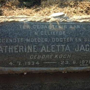JACOBS Catherine Aletta nee KOCH 1934-1971