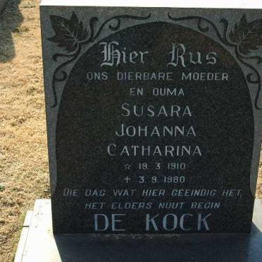 KOCK Susara Johanna Catharina, de 1910-1980