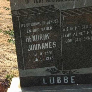 LUBBE Hendrik Johannes 1941-1975