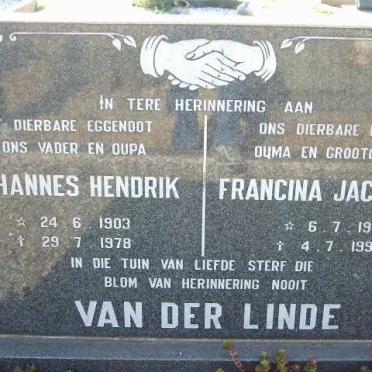 LINDE Johannes Hendrik, van der 1903-1978 &amp; Francina Jacoba M. 1911-1999