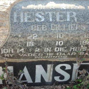 MANSER Hester A. geb. CILLIERS 1912-1969