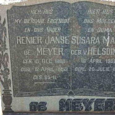 MEYER Renier Janse, de 1888-1963 &amp; Susara Maria HELSDINGEN 1902-1984