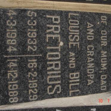 PRETORIUS Bill 1929-1988 &amp; Louise 1932-1984