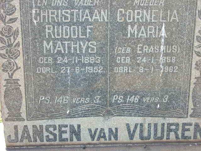 VUUREN Christiaan Rudolf Mathys, Jansen van 1883-1952 &amp; Cornelia Maria ERASMUS 1888-1982