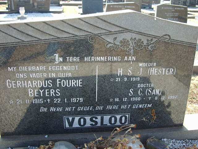 VOSLOO Gerhardus Fourie Beyers 1915-1979 &amp; H.S.J. 1919-  :: VOSLOO S.C. 1960-1997
