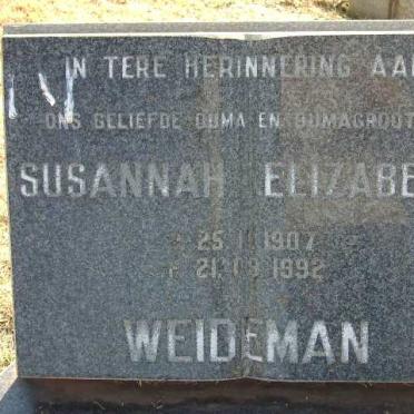 WEIDEMAN Susannah Elizabeth 1907-1992
