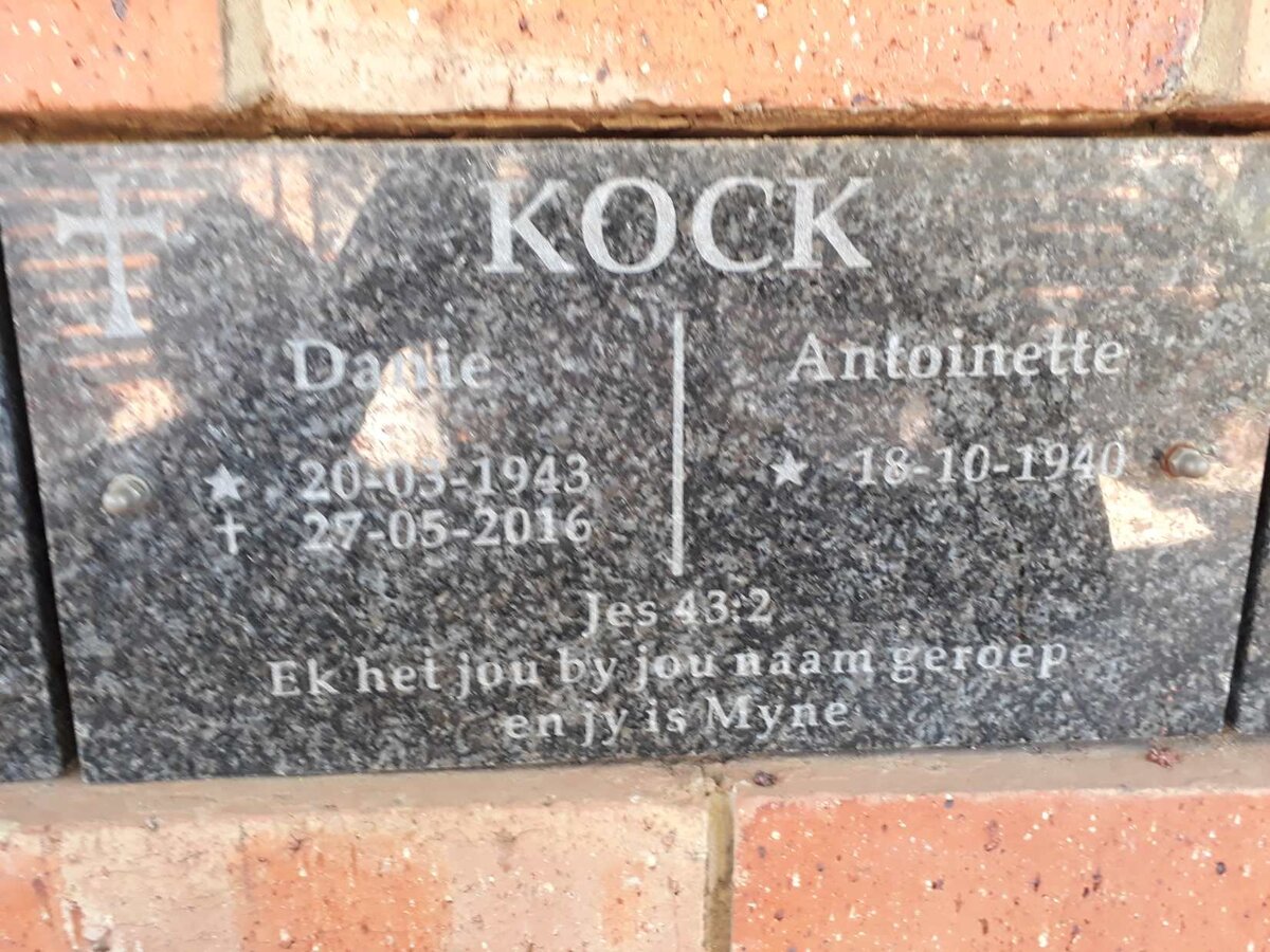 KOCK Danie 1943-2016 &amp; Antoinette 1940-