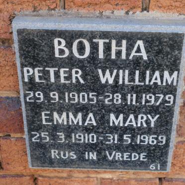 BOTHA Peter William 1905-1979 &amp; Emma Mary 1910-1969