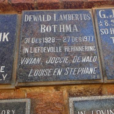 BOTHMA Dewald Lambertus 1928-1977