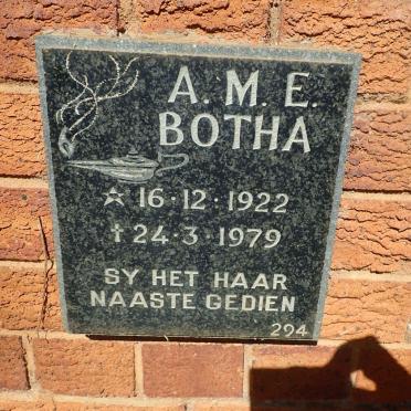 BOTHA A.M.E. 1922-1979