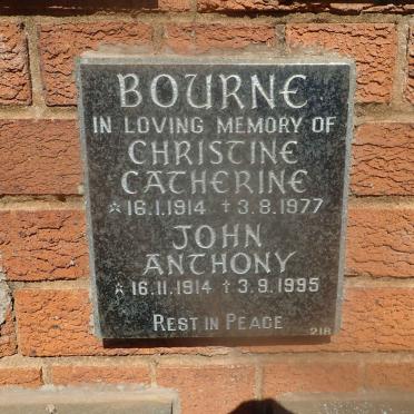 BOURNE John Anthony 1914-1995 &amp; Christine Catherine 1914-1977