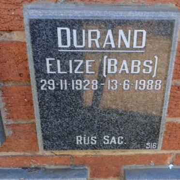 DURAND Elize 1928-1988