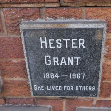 GRANT Hester 1884-1967