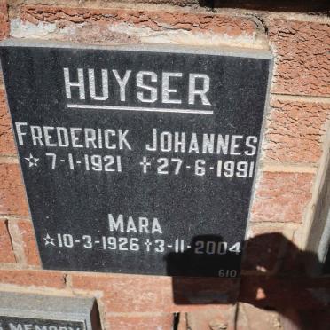 HUYSER Frederick Johannes 1921-1991 &amp; Mara 1926-2004